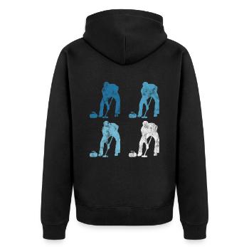 Ice Curling Curler Curling Retro Gift - Unisex Premium Organic Zip Hoodie - black - Back - Nico (187cm)