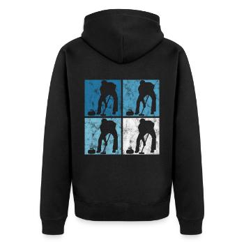 Curling sur glace Curling Retro Cadeau - Veste à capuche bio Premium Unisexe - noir - Dos - Nico (187cm)