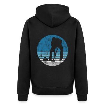 Curling sur glace Curling Retro Cadeau - Veste à capuche bio Premium Unisexe - noir - Dos - Nico (187cm)