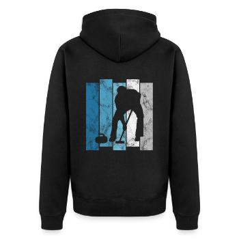 Ice Curling Curler Ice Stock Shooting Retro Gift - Veste à capuche bio Premium Unisexe - noir - Dos - Nico (187cm)
