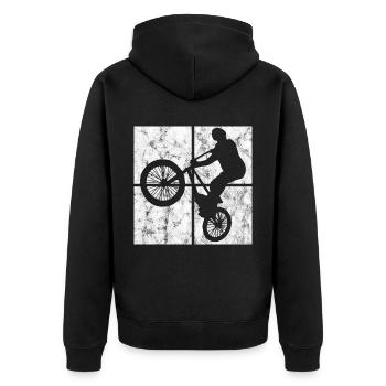 BMX Rad Fahrrad Retro Geschenk Bicycle Motocross - Unisex Premium Bio Zip Hoodie - Schwarz - Hinten - Nico (187cm)