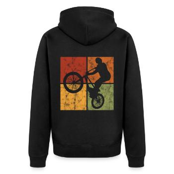 BMX Rad Fahrrad Retro Geschenk Bicycle Motocross - Unisex Premium Bio Zip Hoodie - Schwarz - Hinten - Nico (187cm)
