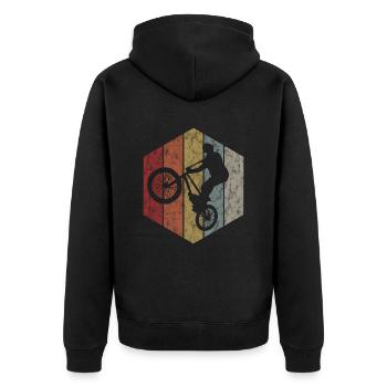 BMX Rad Fahrrad Retro Geschenk Bicycle Motocross - Unisex Premium Bio Zip Hoodie - Schwarz - Hinten - Nico (187cm)