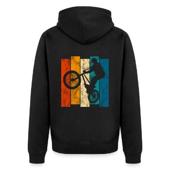 BMX Rad Fahrrad Retro Geschenk Bicycle Motocross - Unisex Premium Bio Zip Hoodie - Schwarz - Hinten - Nico (187cm)