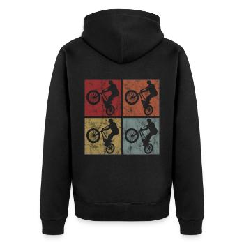 BMX Rad Fahrrad Retro Geschenk Bicycle Motocross - Unisex Premium Bio Zip Hoodie - Schwarz - Hinten - Nico (187cm)