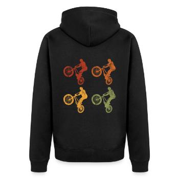 BMX Rad Fahrrad Retro Geschenk Bicycle Motocross - Unisex Premium Bio Zip Hoodie - Schwarz - Hinten - Nico (187cm)