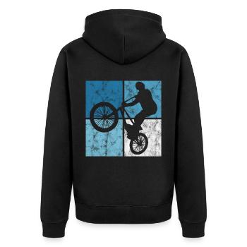 BMX Rad Fahrrad Retro Geschenk Bicycle Motocross - Unisex Premium Bio Zip Hoodie - Schwarz - Hinten - Nico (187cm)
