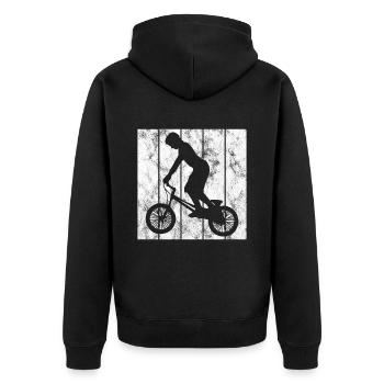 BMX Rad Fahrrad Retro Geschenk Bicycle Motocross - Unisex Premium Bio Zip Hoodie - Schwarz - Hinten - Nico (187cm)
