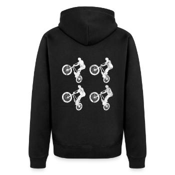 BMX Rad Fahrrad Retro Geschenk Bicycle Motocross - Unisex Premium Bio Zip Hoodie - Schwarz - Hinten - Nico (187cm)
