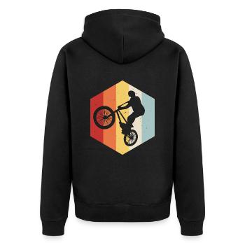 BMX Rad Fahrrad Retro Geschenk Bicycle Motocross - Unisex Premium Bio Zip Hoodie - Schwarz - Hinten - Nico (187cm)