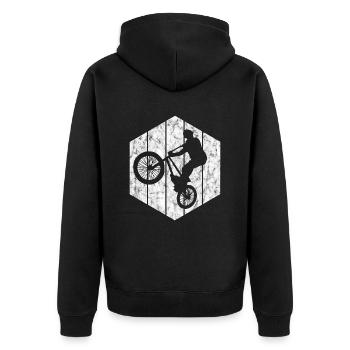 BMX Rad Fahrrad Retro Geschenk Bicycle Motocross - Unisex Premium Bio Zip Hoodie - Schwarz - Hinten - Nico (187cm)
