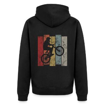 BMX Rad Fahrrad Retro Geschenk Bicycle Motocross - Unisex Premium Bio Zip Hoodie - Schwarz - Hinten - Nico (187cm)