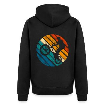 BMX Rad Fahrrad Retro Geschenk Bicycle Motocross - Unisex Premium Bio Zip Hoodie - Schwarz - Hinten - Nico (187cm)