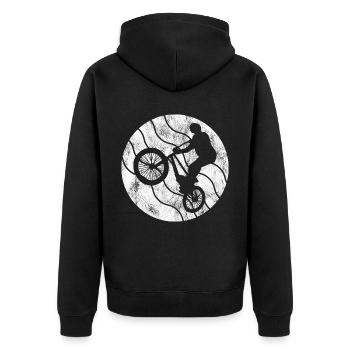 BMX Rad Fahrrad Retro Geschenk Bicycle Motocross - Unisex Premium Bio Zip Hoodie - Schwarz - Hinten - Nico (187cm)
