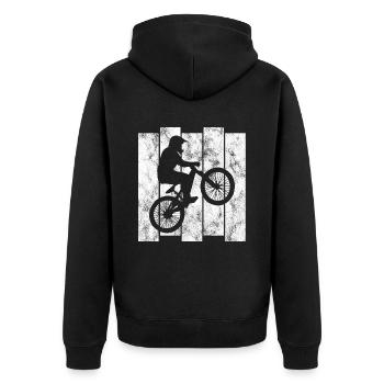 BMX Rad Fahrrad Retro Geschenk Bicycle Motocross - Unisex Premium Bio Zip Hoodie - Schwarz - Hinten - Nico (187cm)