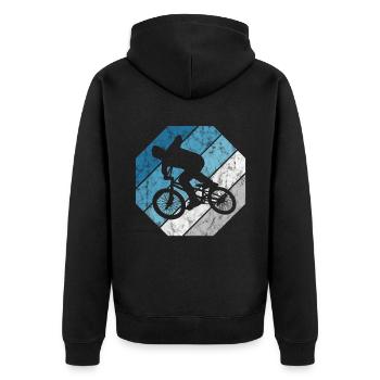 BMX Rad Fahrrad Retro Geschenk Bicycle Motocross - Unisex Premium Bio Zip Hoodie - Schwarz - Hinten - Nico (187cm)