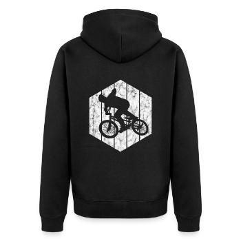 BMX Rad Fahrrad Retro Geschenk Bicycle Motocross - Unisex Premium Bio Zip Hoodie - Schwarz - Hinten - Nico (187cm)