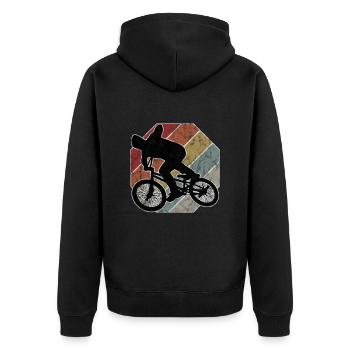 BMX Rad Fahrrad Retro Geschenk Bicycle Motocross - Unisex Premium Bio Zip Hoodie - Schwarz - Hinten - Nico (187cm)