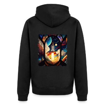 Lancement de fusée spatiale Kirchenglass Buntglass - Veste à capuche bio Premium Unisexe - noir - Dos - Nico (187cm)