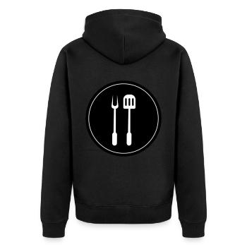 Grill tongs cricket symbol - Unisex Premium Organic Zip Hoodie - black - Back - Nico (187cm)