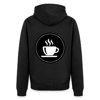 Coffee Cup Coffee - Unisex Premium Organic Zip Hoodie - black - Back - Nico (187cm)