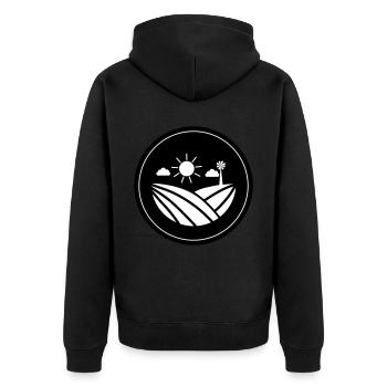 Farm Farmer - Unisex Premium Organic Zip Hoodie - black - Back - Nico (187cm)