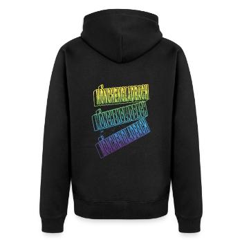 Mönchengladbach Deutschland Stadt Schrift Heimat - Unisex Premium Bio Zip Hoodie - Schwarz - Hinten - Nico (187cm)