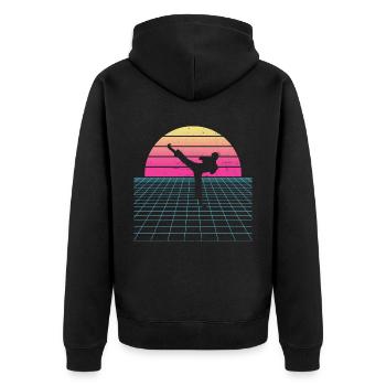 Kickboxen Damen Boxing Kickboxer Kickbox - Unisex Premium Bio Zip Hoodie - Schwarz - Hinten - Nico (187cm)
