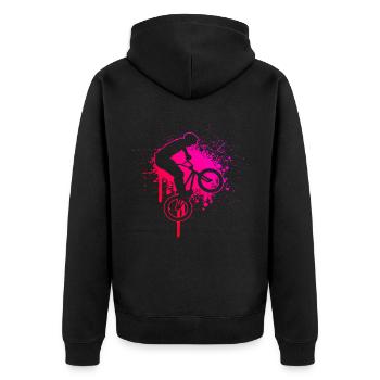 Femmes bmx bmx vélo vélo hommes bmx garçons - Veste à capuche bio Premium Unisexe - noir - Dos - Nico (187cm)