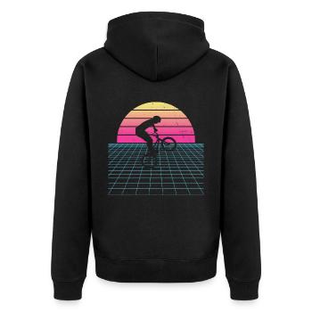 Bike Herren Radfahren bmx jungen bmx bmx fahrrad - Unisex Premium Bio Zip Hoodie - Schwarz - Hinten - Nico (187cm)