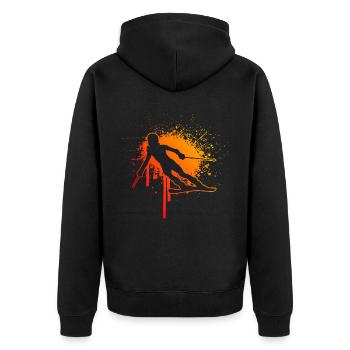 Wintersport Skifahrer Skiing Freestyle Skifahrer - Unisex Premium Bio Zip Hoodie - Schwarz - Hinten - Nico (187cm)