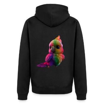 Rainbow Parrot - Unisex Premium Organic Zip Hoodie - black - Back - Nico (187cm)