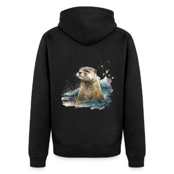 Otter - Unisex Premium Bio Zip Hoodie - Schwarz - Hinten - Nico (187cm)