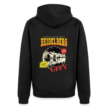 Heidelberg Allemagne City Skyline Vintage Retro - Veste à capuche bio Premium Unisexe - noir - Dos - Nico (187cm)