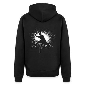 Wushu Kampfsport Kungfu Kung Fu Damen Herren - Unisex Premium Bio Zip Hoodie - Schwarz - Hinten - Nico (187cm)