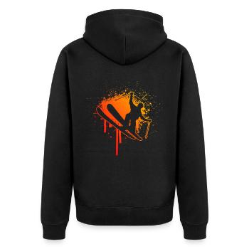 Slopestyle Ski Jumping Ski Freestyle Damen - Unisex Premium Bio Zip Hoodie - Schwarz - Hinten - Nico (187cm)