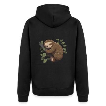 paresseux doux sommeil animal chemise de couchage - Veste à capuche bio Premium Unisexe - noir - Dos - Nico (187cm)