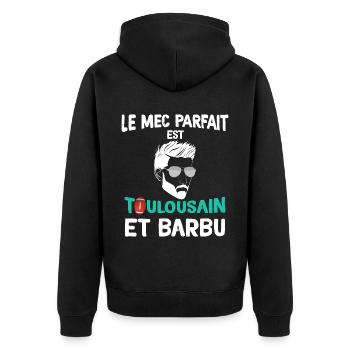 Toulousain et Barbu et Fan de Rugby - Veste à capuche bio Premium Unisexe - noir - Dos - Nico (187cm)