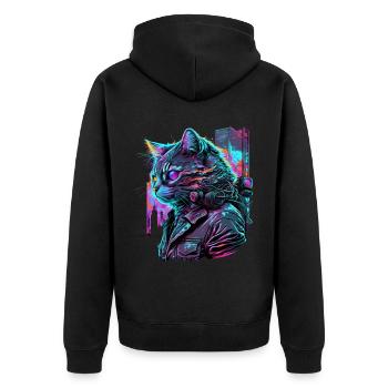 Synthwave Cat Cats 80s Cadeau - Veste à capuche bio Premium Unisexe - noir - Dos - Nico (187cm)