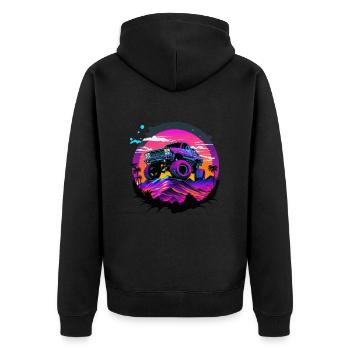 Monster Truck Synthwave - Veste à capuche bio Premium Unisexe - noir - Dos - Nico (187cm)