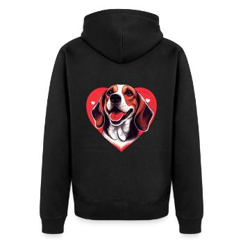 happy Beagle Dog mit Herz - Unisex Premium Bio Zip Hoodie - Schwarz - Hinten - Nico (187cm)