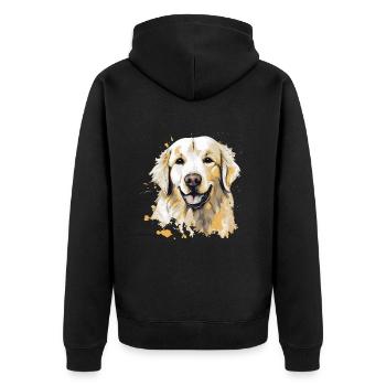 Golden Retriever - Unisex Premium Bio Zip Hoodie - Schwarz - Hinten - Nico (187cm)