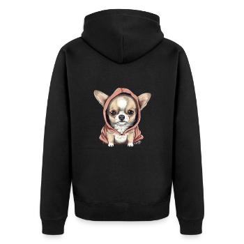Chihuahua - Unisex Premium Bio Zip Hoodie - Schwarz - Hinten - Nico (187cm)