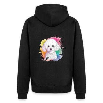 Bichon Frise - Unisex Premium Bio Zip Hoodie - Schwarz - Hinten - Nico (187cm)