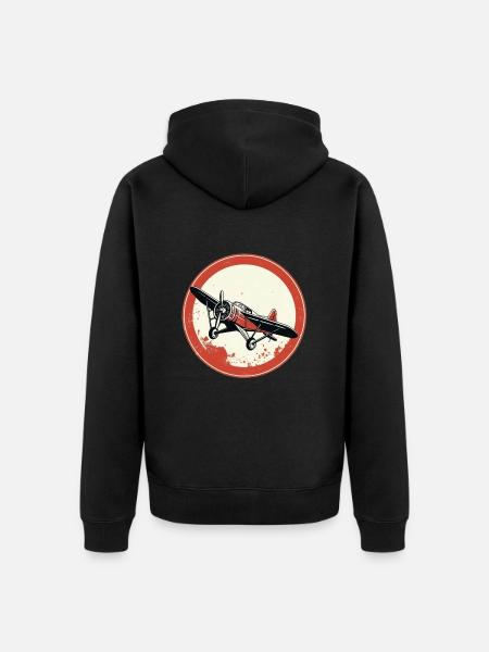Airplane Retro Propeller - Unisex Premium Organic Zip Hoodie - black