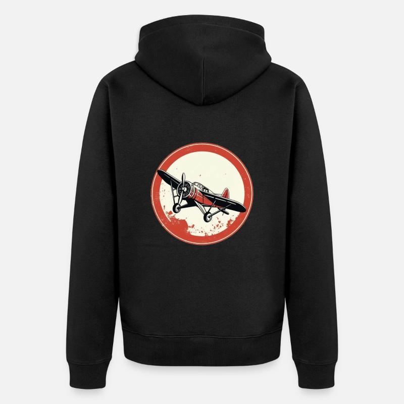 Flugzeug Retro Propeller - Unisex Premium Bio Zip Hoodie - Schwarz