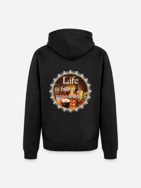 Life is full of possibilities - Unisex Premium Organic Zip Hoodie - black