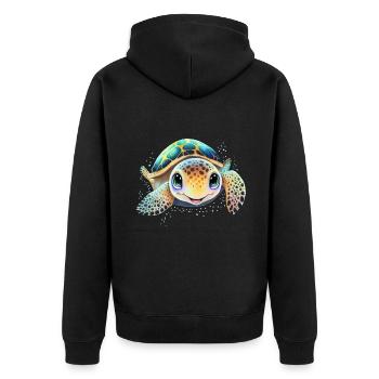 Schildkröte - Unisex Premium Bio Zip Hoodie - Schwarz - Hinten - Nico (187cm)