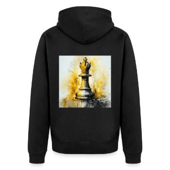 Yellow Chess Bishop - Unisex Premium Organic Zip Hoodie - black - Back - Nico (187cm)