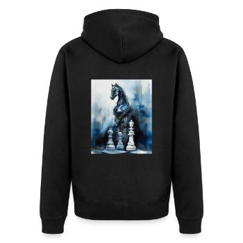 Blue Chess Knight Came to Life - Unisex Premium Organic Zip Hoodie - black - Back - Nico (187cm)